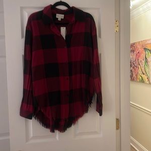 BNWT jun&ivy buffalo plaid frayed edge flannel